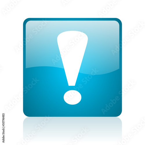 exclamation sign blue square web glossy icon