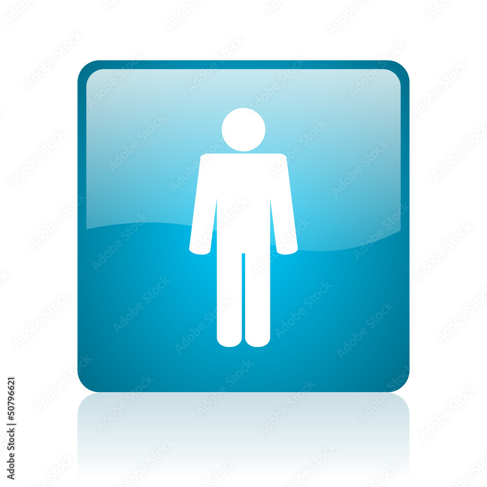 man blue square web glossy icon man blue square web glossy icon