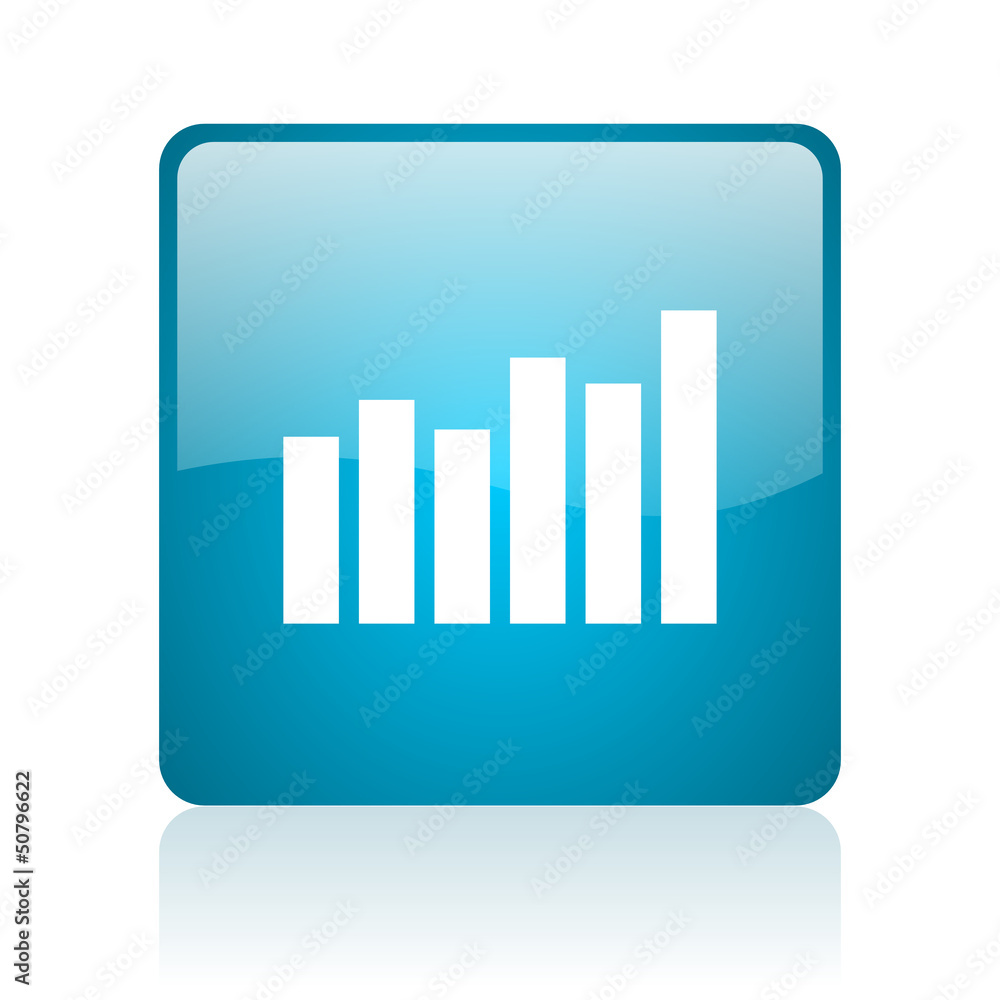 bar graph blue square web glossy icon bar graph blue square web glossy icon