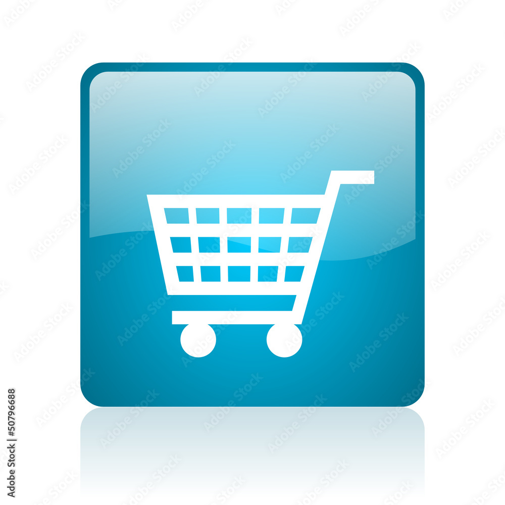shopping cart blue square web glossy icon shopping cart blue square web glossy icon