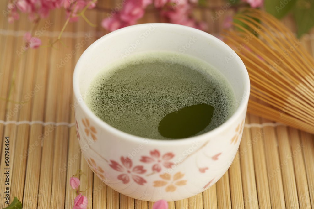 Close up of Japanese green tea. Close up of Japanese green tea.