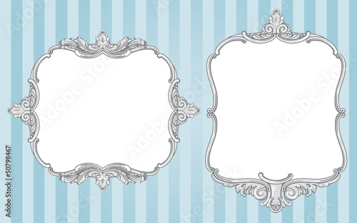 Ornate vintage frames on blue background
