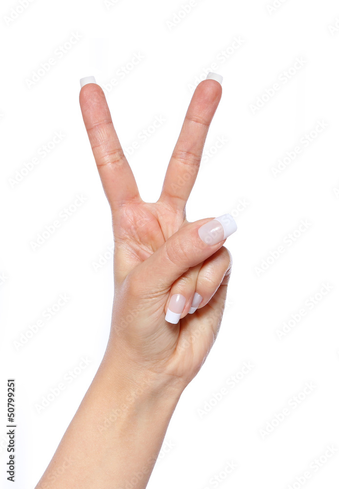hand showing victory sign isolated on white hand showing victory sign isolated on white