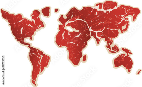 Weltkarte aus Fleisch vector