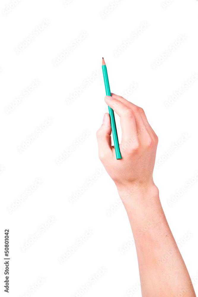 Male hand with a pencil writing something Male hand with a pencil writing something