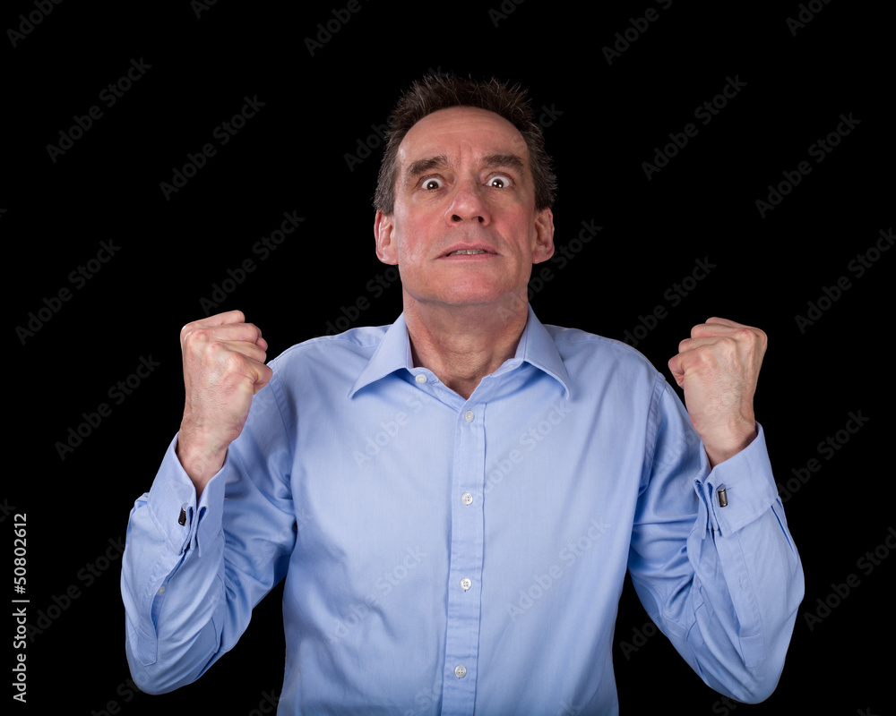 Fototapeta premium Frustrated Business Man Shaking Fists in Anger