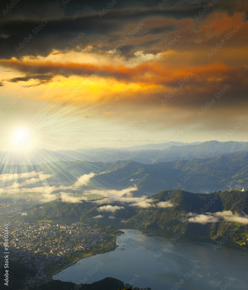 cloudy majestic lanscape with the sun cloudy majestic lanscape with the sun
