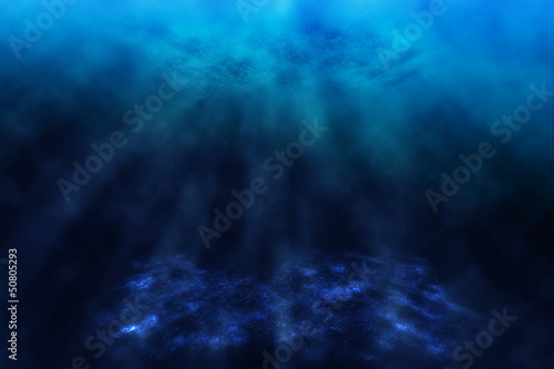 Fototapeta Naklejka Na Ścianę i Meble -  Dark underwater world, background.