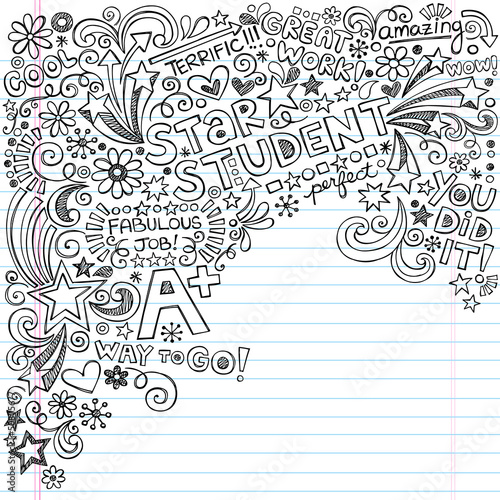 Star Honors Student Scribble Inky Notebook Doodles Vector