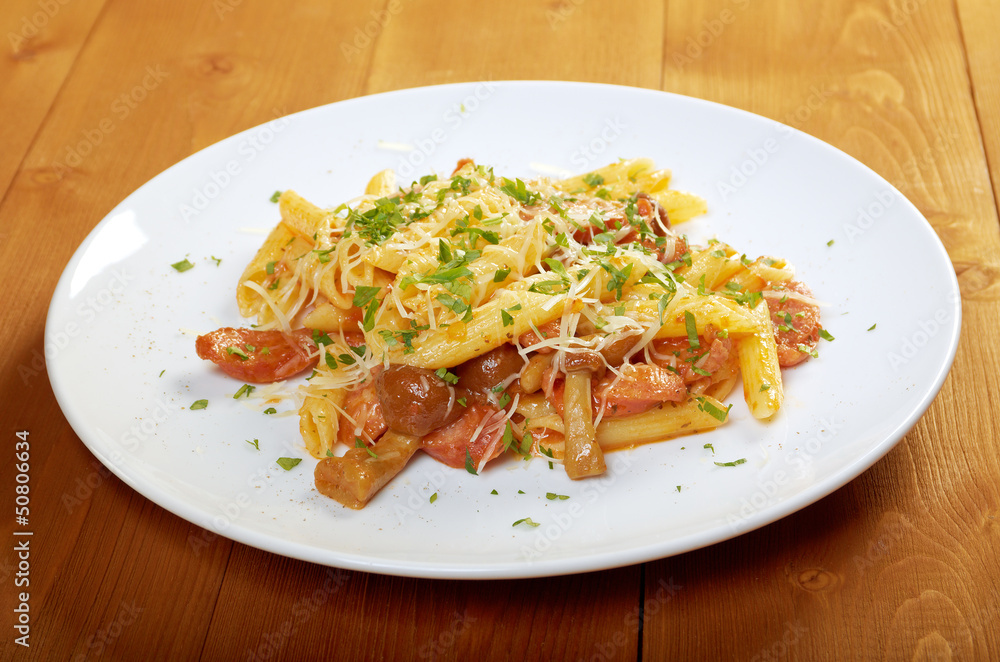 Italian Penne rigate pasta with Italian Penne rigate pasta with