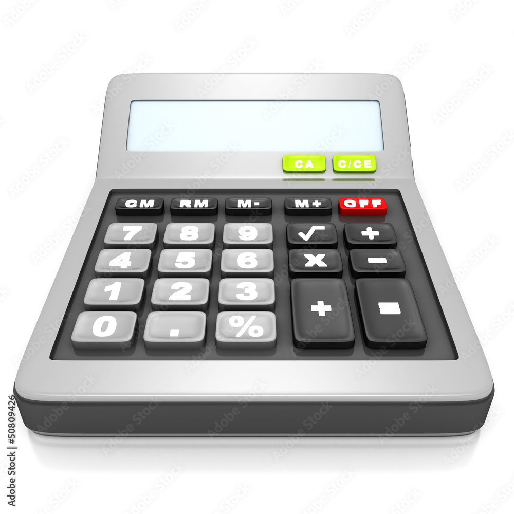 classic electronic calculator on white background classic electronic calculator on white background