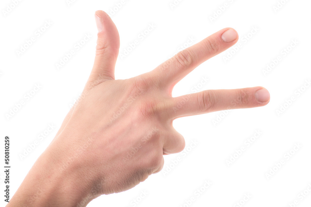 Letter 'CH' in sign language, white background Letter 'CH' in sign language, white background