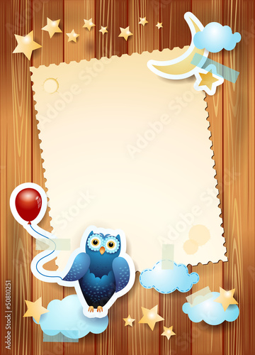 Owl and balloon with custom card