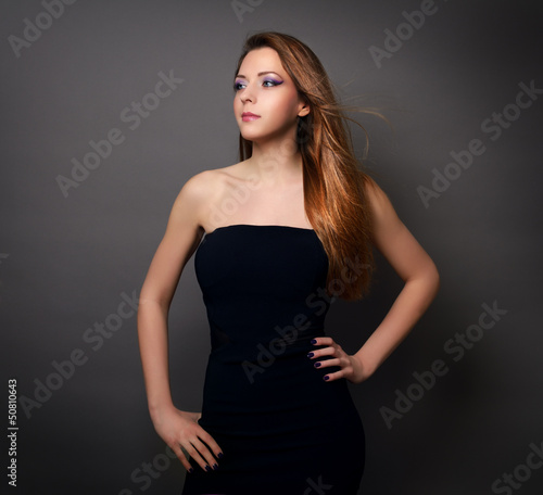 Girl with straight hair and beautiful make-up