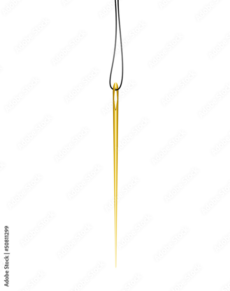 Golden needle hanging on a thread Golden needle hanging on a thread