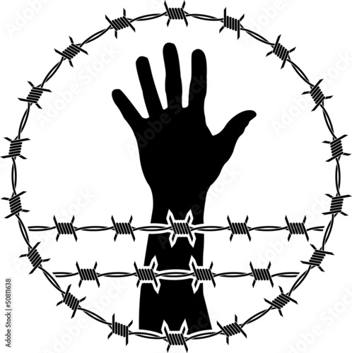 restraint of liberty  stencil  vector illustration