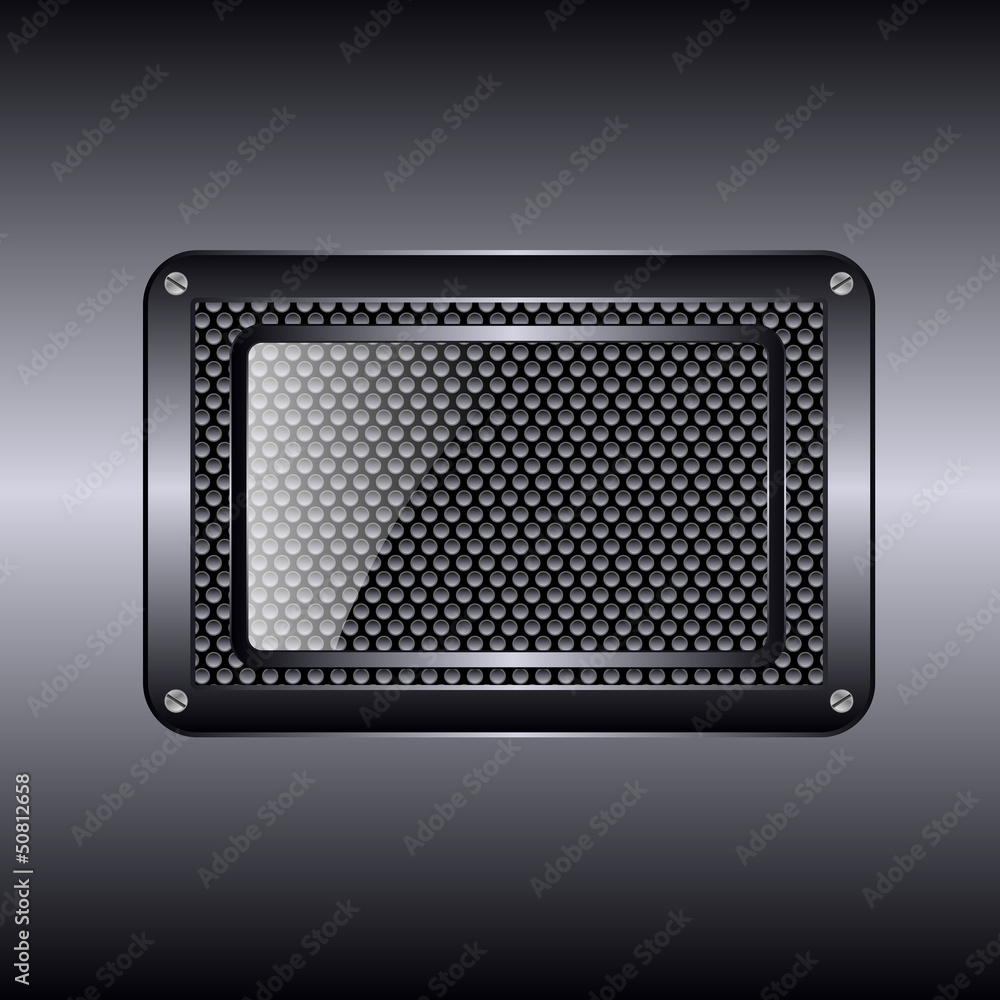 Metal background with glass frame Metal background with glass frame