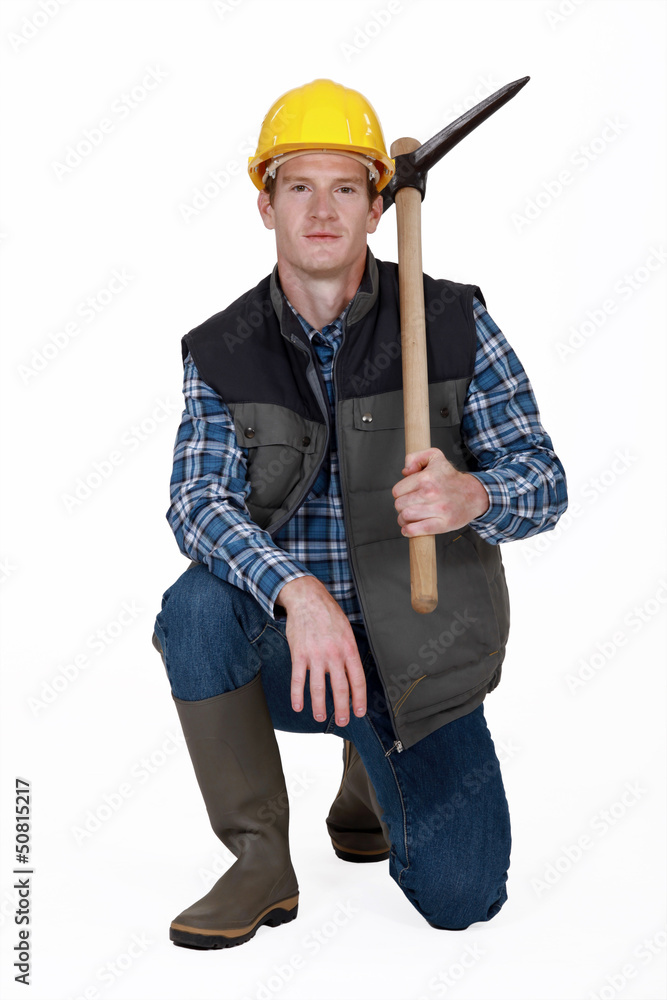 Man holding pickaxe