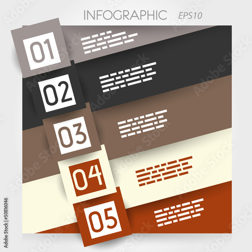 oblique line infographic five options in big oblique squares