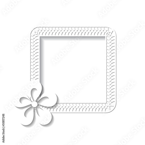 paper frame with a flower on the white background