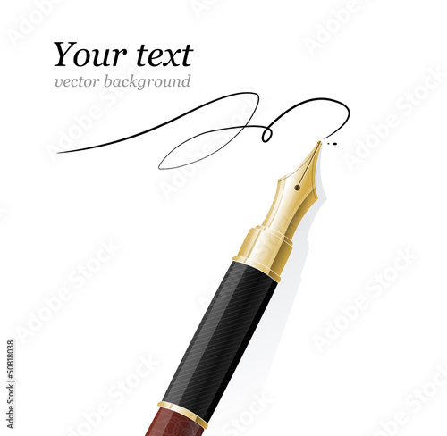 Vector Close up of a fountain pen and signature