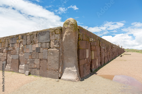 Walls around the temple Kalasasaya that is part of Tiwanaku