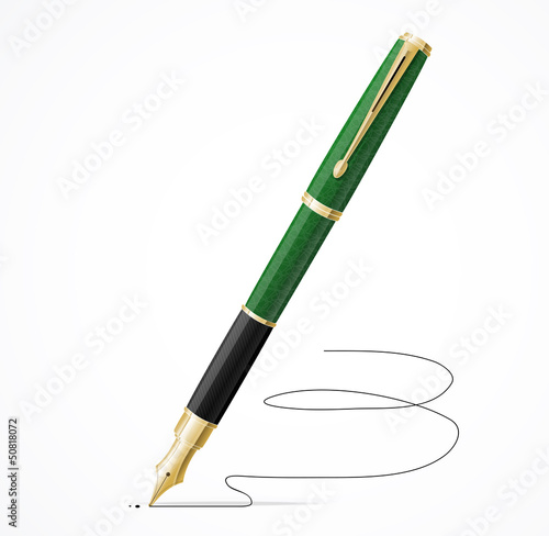 Vector Fountain pen isolated and signature