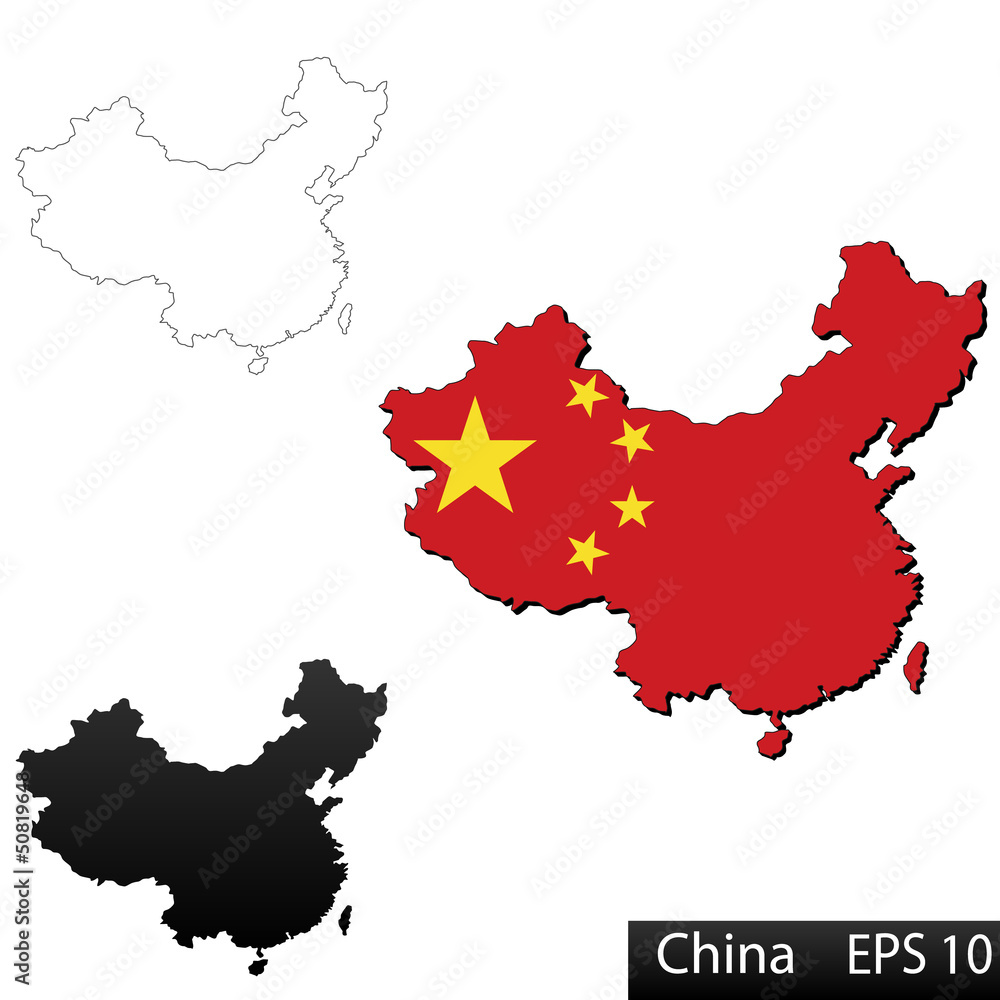3D flag map of China