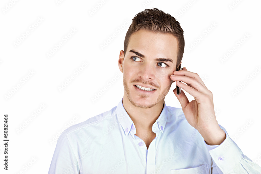 Portrait of a beautiful young man with handy Portrait of a beautiful young man with handy