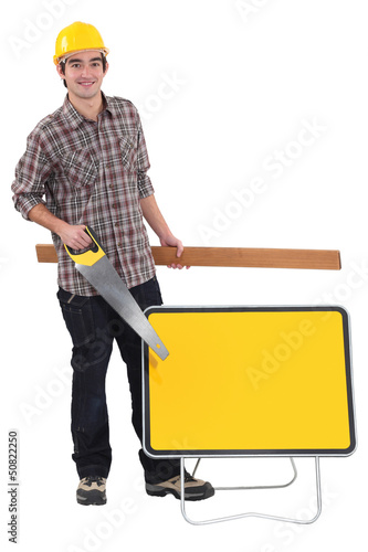 Workman with equipment