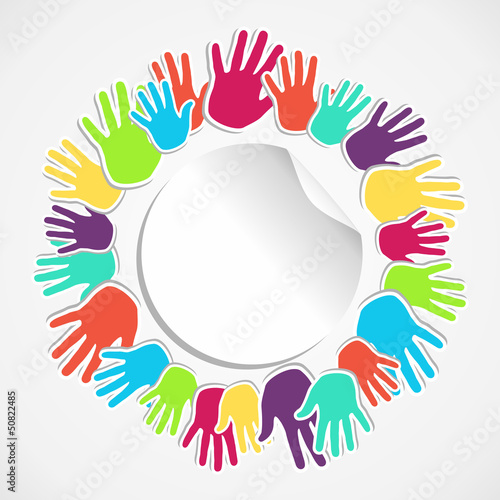 Colorful human hand circle