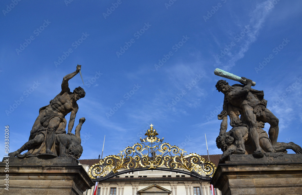 Statue of fighters in front of the Prague Castle