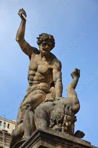 Statue of fighter in front of the Prague Castle © josefkubes