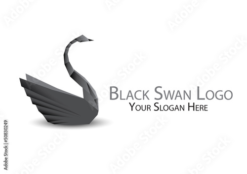 Black swan logo, bird logo, logo origami