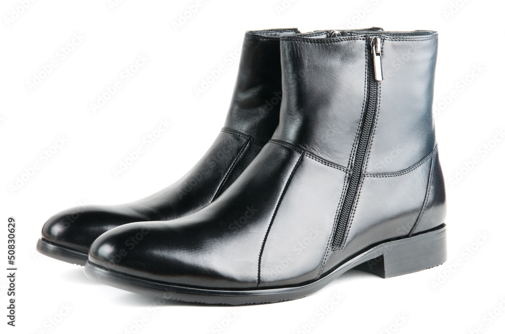 Fancy black leather men boots