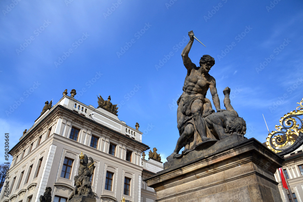 Statue of fighter in front of the Prague Castle