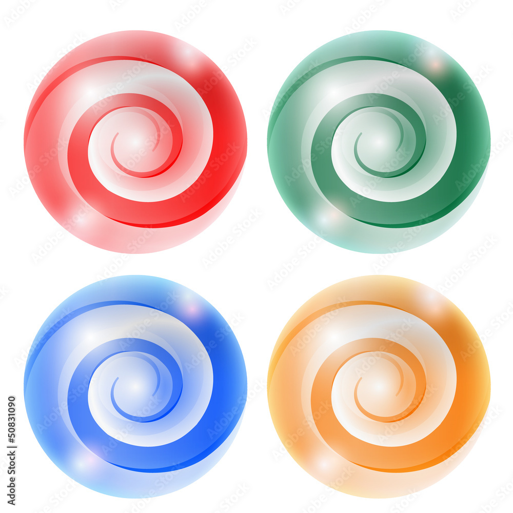 four abstract ball with spiral