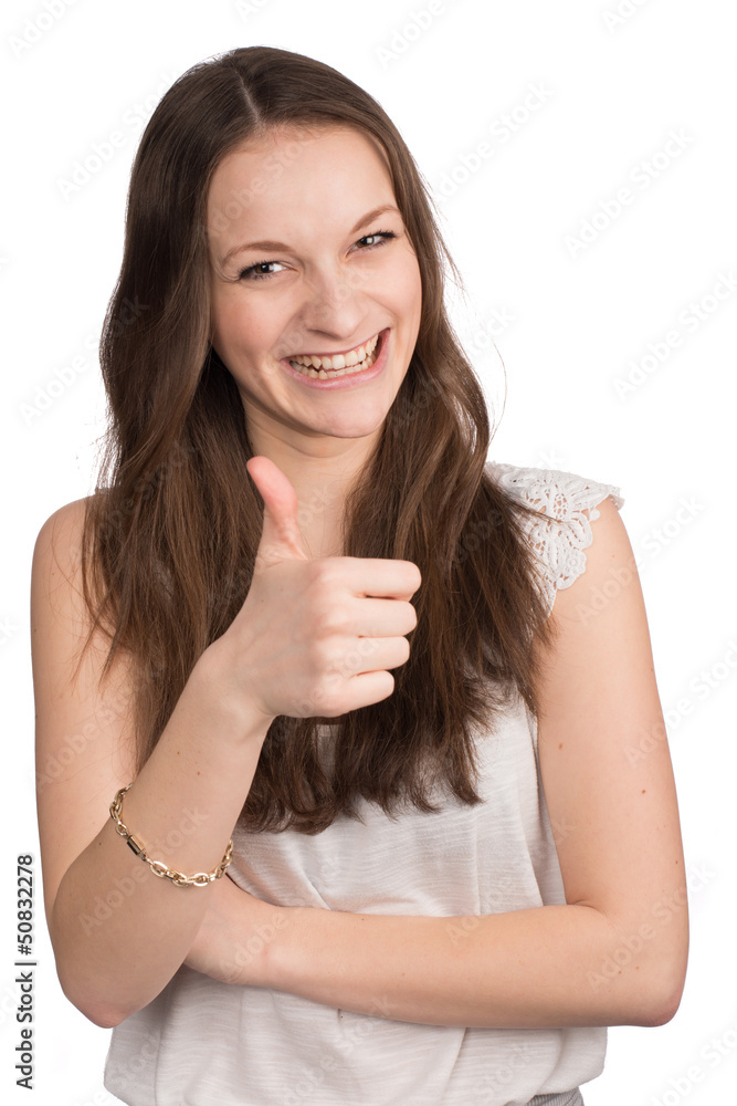 Young girl showing ok- sign