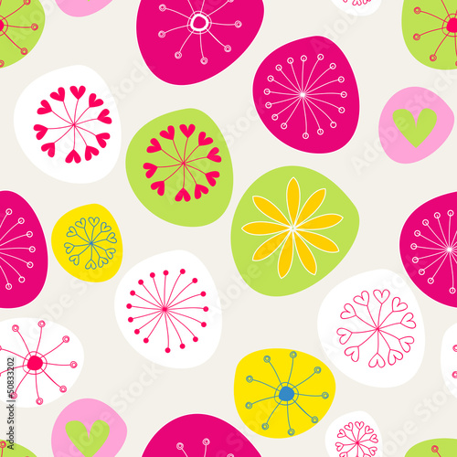 Seamless cute spring flowers background