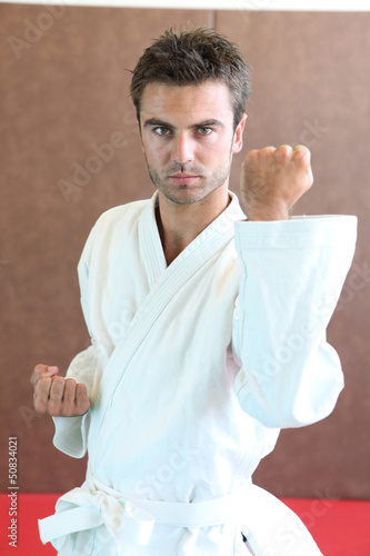 Young practicing judo photo