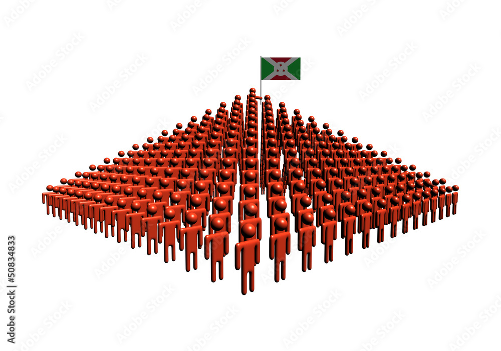 Fototapeta premium Pyramid of abstract people with Burundi flag illustration