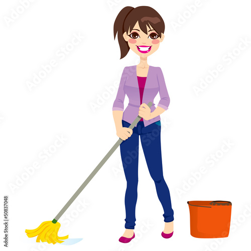 Woman Cleaning Floor
