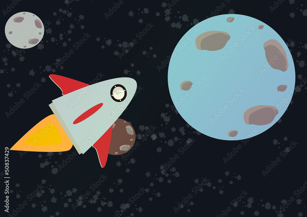 nave espacial cruzando el espacio vector