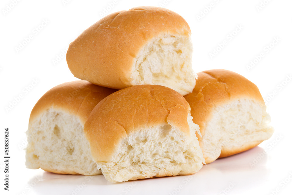 White buns isolated on white background