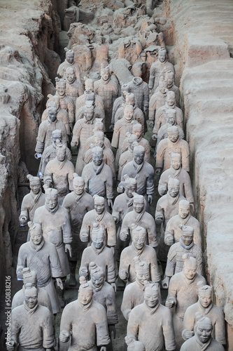 many terracotta warriors in the pit