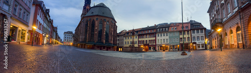 Heidelberg Heiliggeistkirche place panorama at dawn photo