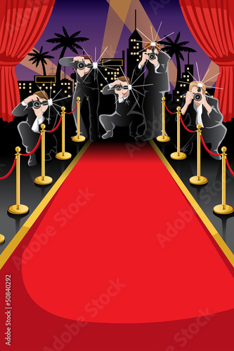 Red carpet and paparazzi background