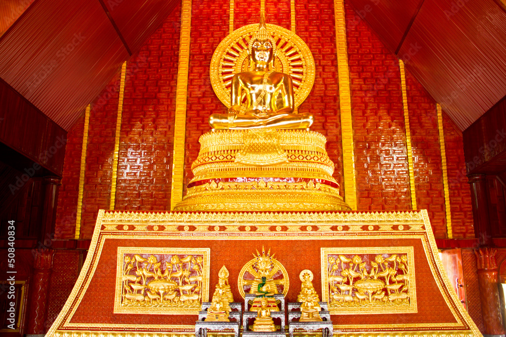 Gold buddha in thai temple