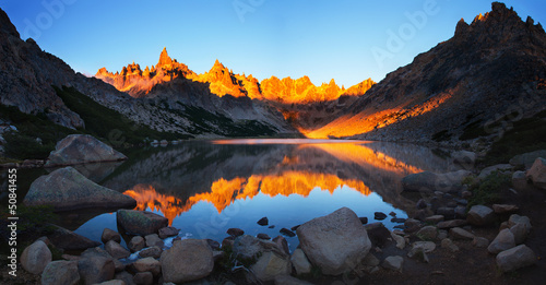 Sunrise at the tourist camp Frey, Tonchek lagoon, Patagonia