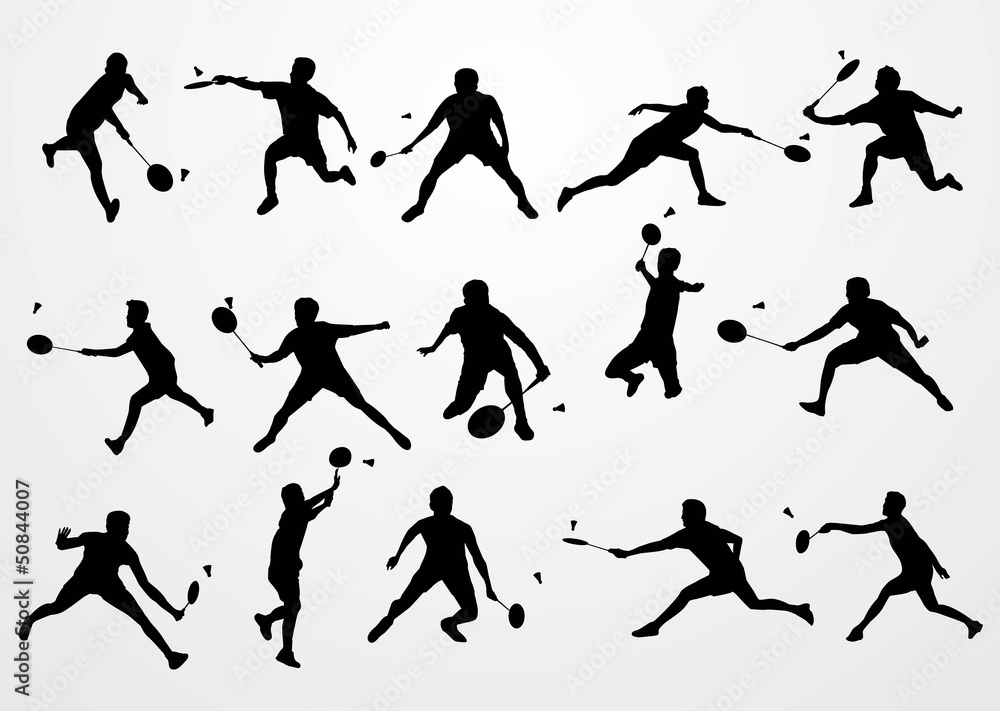 playing badminton silhouette playing badminton silhouette